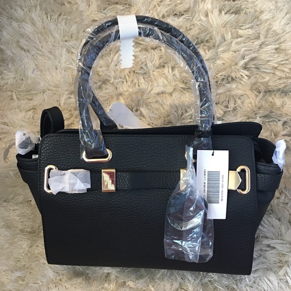 JustFab Handbags - NWT Charcoal satchel w/ Gold Hardware